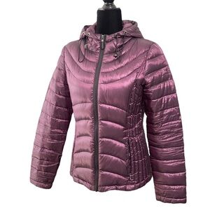Andrew Marc packable lightweight premium down puffer coat jacket lilac purple S